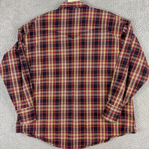 Wrangler Western Shirt Mens XXL Red Black‎ Plaid Cowboy Pearl Snap Farm Ranch - Picture 8 of 13